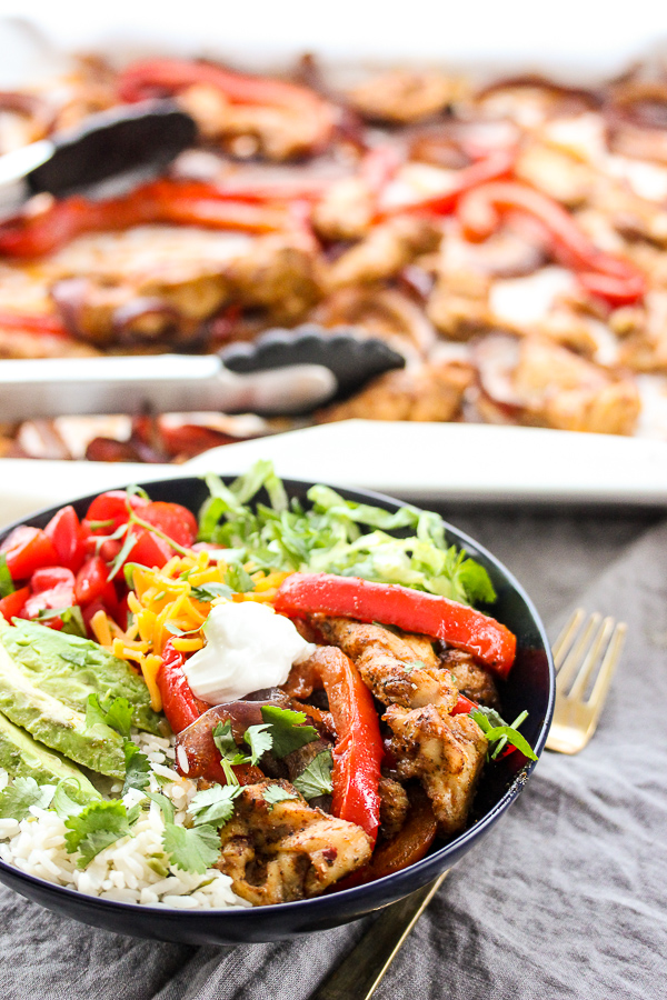sheet pan chicken fajita bowls recipe